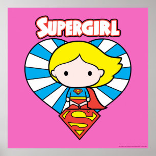 Chibi Supergirl Starburst Heart and Logo Poster