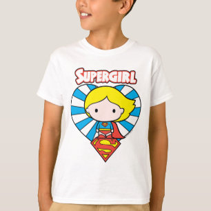 Chibi Supergirl Starburst Heart and Logo T-Shirt