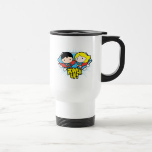 Chibi Superman & Chibi Supergirl Power Up! Travel Mug
