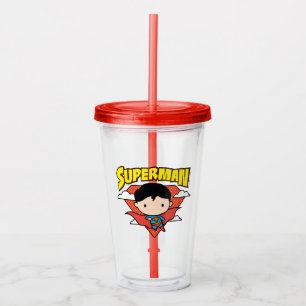 Chibi Superman Polka Dot Shield and Name Acrylic Tumbler