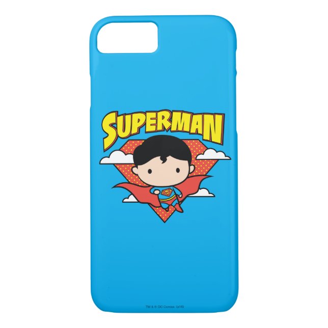 Chibi Superman Polka Dot Shield and Name Case-Mate iPhone Case (Back)