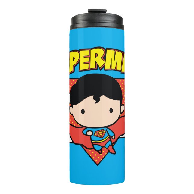 Chibi Superman Polka Dot Shield and Name Thermal Tumbler (Front)
