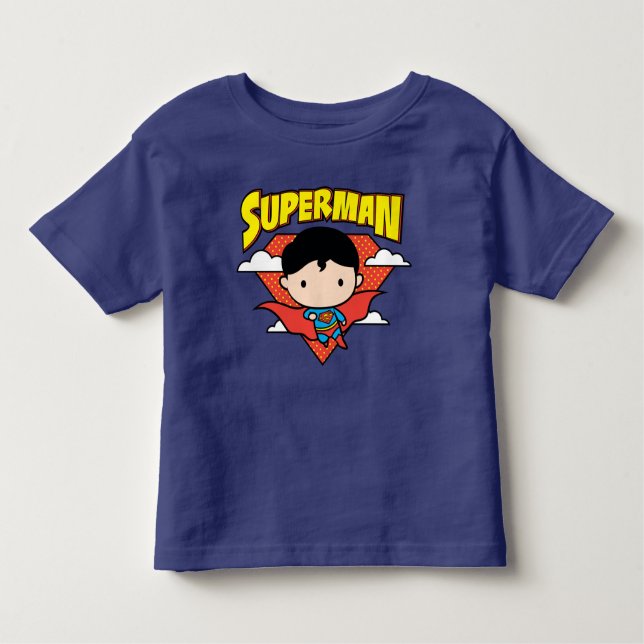 Chibi Superman Polka Dot Shield and Name Toddler T-Shirt (Front)