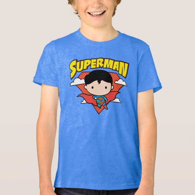 Chibi Superman Polka Dot Shield and Name Tri-Blend Shirt (Front)