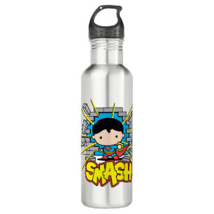 Chibi Superman Smashing Through Brick Wall 710 Ml Water Bottle