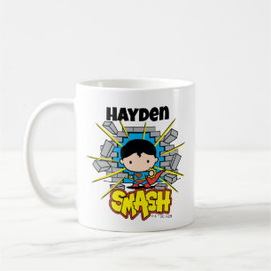 Chibi Superman Smashing Through Brick Wall Coffee Mug