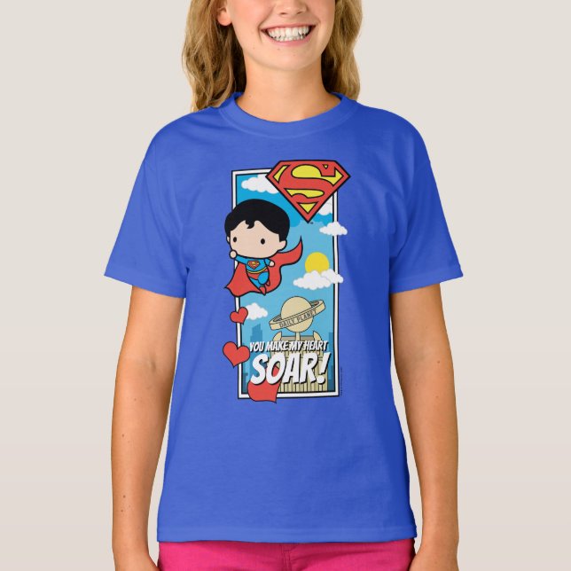 Chibi Superman - You Make My Heart Soar Valentine T-Shirt (Front)