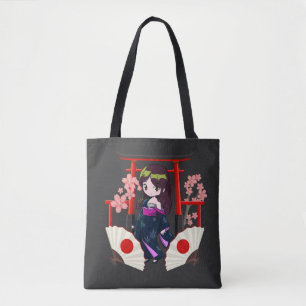 Chibi Traditional Japanese Girl Tote Bag