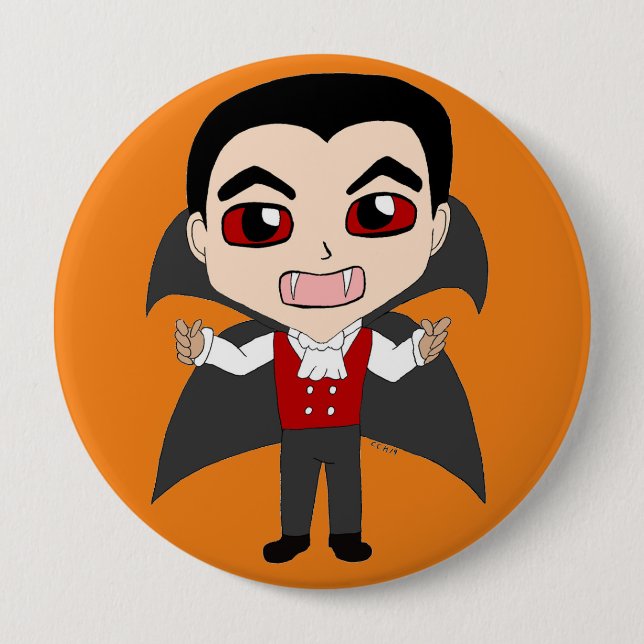 chibi vampire 10 cm round badge (Front)