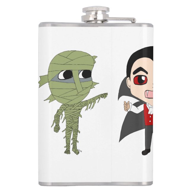 Chibi vampire, monster, and mummy    hip flask (Back)