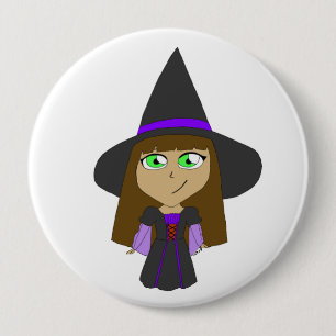 chibi witch  10 cm round badge