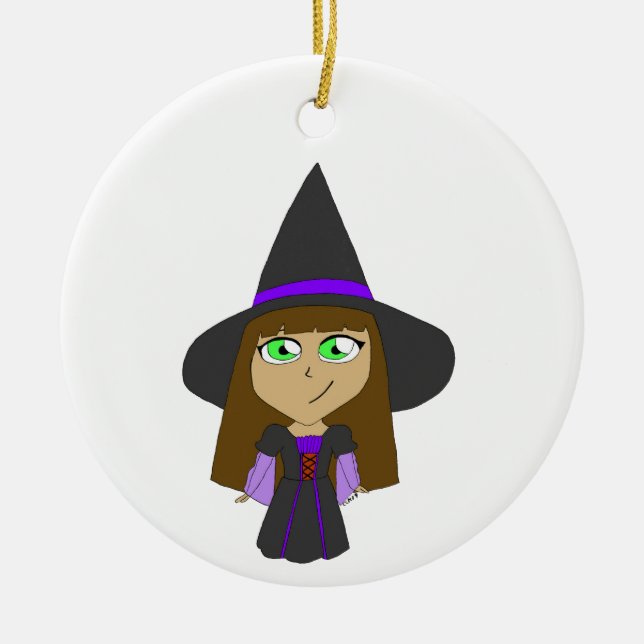 chibi witch   ceramic tree decoration (Front)