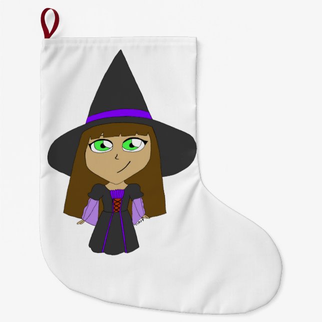 chibi witch  large christmas stocking (Front)