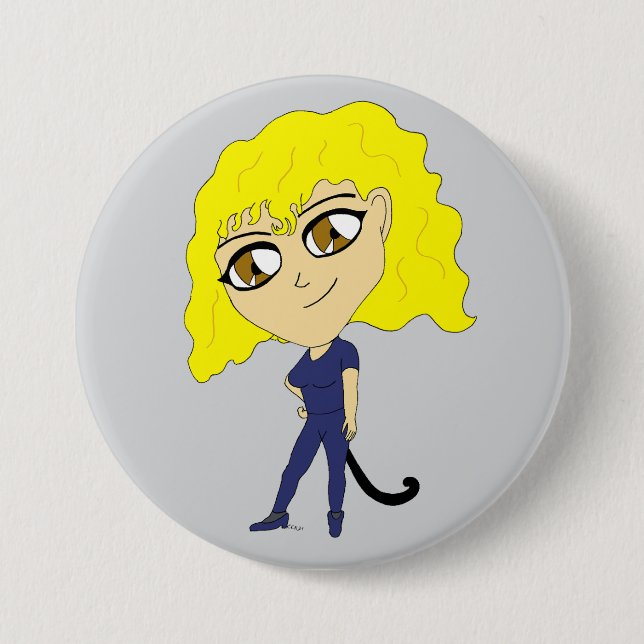 Chibi with a cat like tail 7.5 cm round badge (Front)