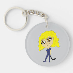 Chibi with a cat like tail key ring