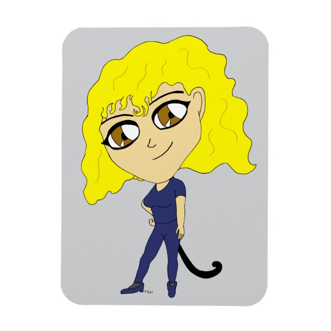 Chibi with a cat like tail magnet (Vertical)
