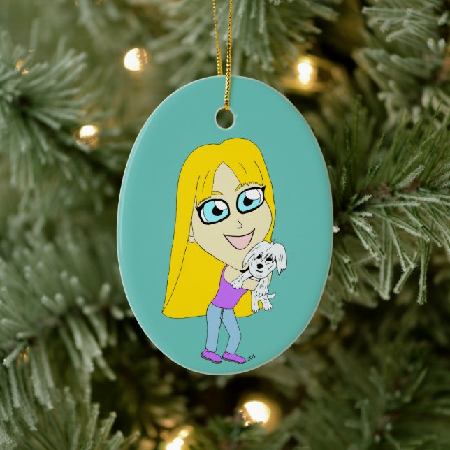 Chibi with a pup ceramic tree decoration (Tree)