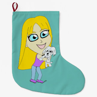 Chibi with a pup large christmas stocking