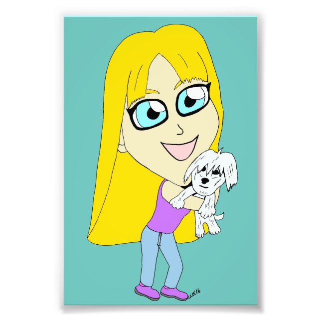 Chibi with a pup photo print (Front)