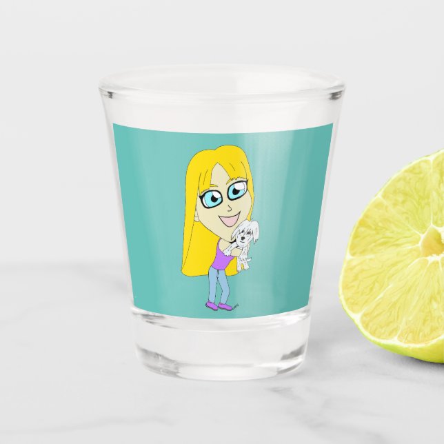 Chibi with a pup shot glass (Front)