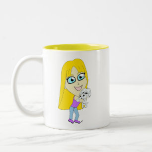 Chibi with a pup Two-Tone coffee mug