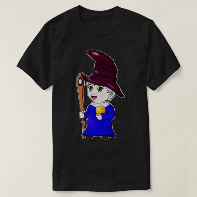 Chibi Wizard Cute  Magician Character T-Shirt (Design Front)