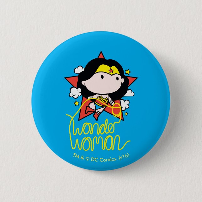 Chibi Wonder Woman Flying With Lasso 6 Cm Round Badge (Front)