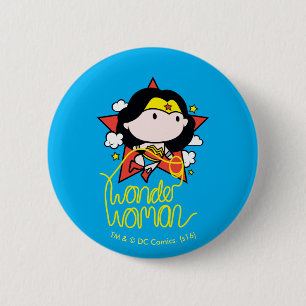 Chibi Wonder Woman Flying With Lasso 6 Cm Round Badge