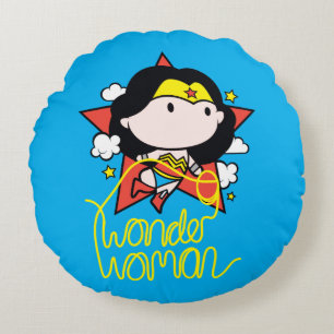 Chibi Wonder Woman Flying With Lasso Round Cushion