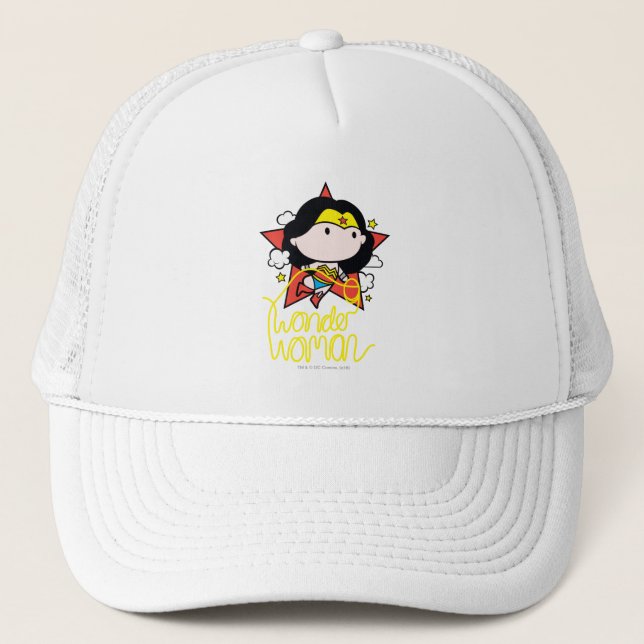 Chibi Wonder Woman Flying With Lasso Trucker Hat (Front)