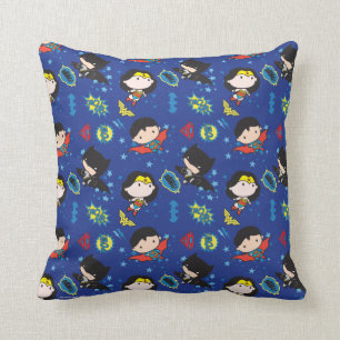 Chibi Wonder Woman, Superman, and Batman Pattern Cushion