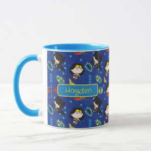 Chibi Wonder Woman, Superman, and Batman Pattern Mug