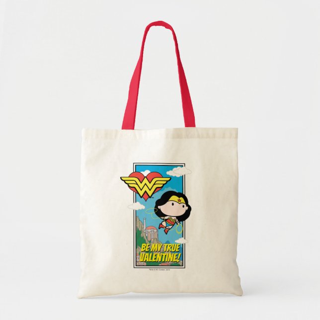 Chibi Wonder Woman - Tell Me The Truth Valentine Tote Bag (Front)