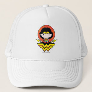 Chibi Wonder Woman With Polka Dots and Logo Trucker Hat