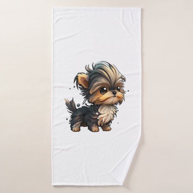 Chibi Yorkshire Terrier Bath Towel (Bath Towel)