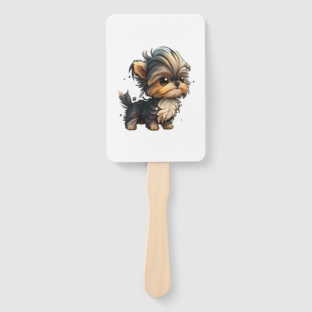 Chibi Yorkshire Terrier Hand Fan (Front)