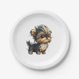 Chibi Yorkshire Terrier Paper Plate