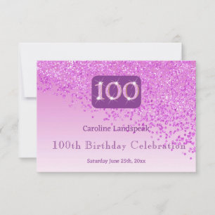 Chic 100 Birthday Pink Glitter RSVP