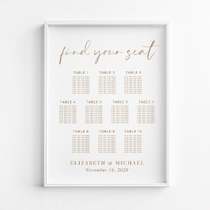 Chic 10 Table Gold Wedding Seating Chart
