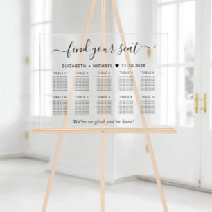 Chic 10 Table Wedding Seating Acrylic Sign