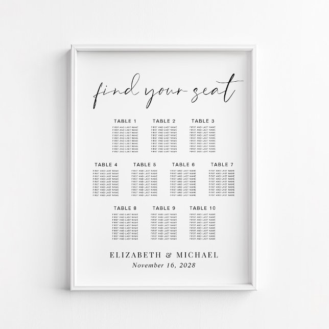 Chic 10 Table Wedding Seating Chart (Creator Uploaded)