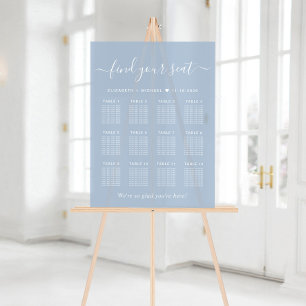 Chic 12 Table Dusty Blue Wedding Seating Frosted Acrylic Sign