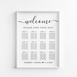 Chic 12 Table Wedding Seating Chart