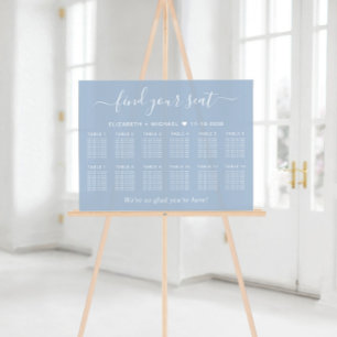 Chic 12 Table White Wedding Seating Dusty Blue Acrylic Sign