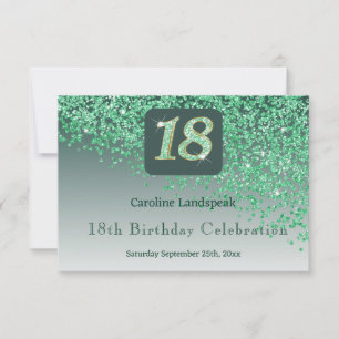 Chic 18 Birthday Green Glitter RSVP Card