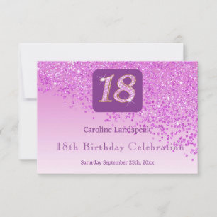 Chic 18 Birthday Pink Glitter RSVP Card