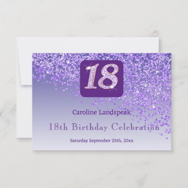 Chic 18 Birthday Purple Glitter RSVP (Front)