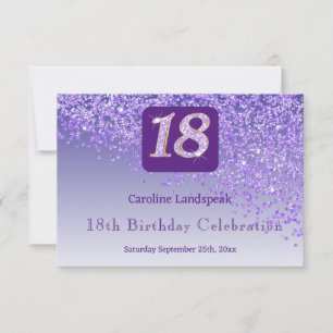 Chic 18 Birthday Purple Glitter RSVP Card