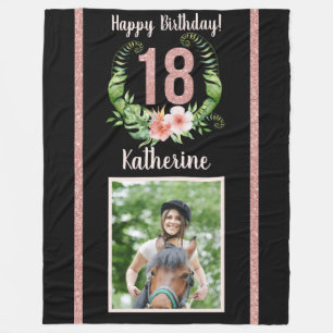 Chic 18th Birthday Photo Fleece  Blanket