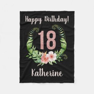 Chic 18th Birthday Pink Glitter Name  Fleece Blank Blanket
